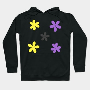 Minimalist Abstract Flowers - Nonbinary Pride Hoodie